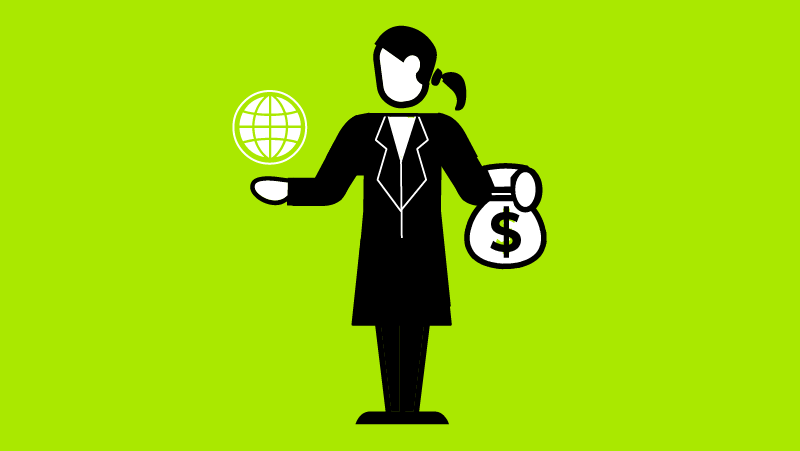 Illustration of a studio executive on a lime green background